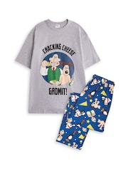 Vanilla Underground Grey Mens Wallace and Gromit 100% Cotton Pyjamas - Image 1 of 6