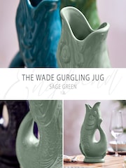Wade Sage Green Large Original Gurgle Fish Vase Jug - Image 2 of 10