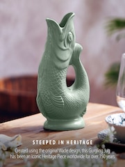 Wade Sage Green Large Original Gurgle Fish Vase Jug - Image 3 of 10