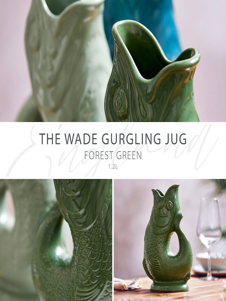 Wade Forest Green Large Original Gurgle Fish Vase Jug - Image 2 of 10