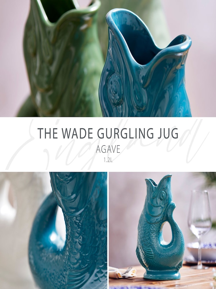 Wade Teal Large Original Gurgle Fish Vase Jug - Image 2 of 10