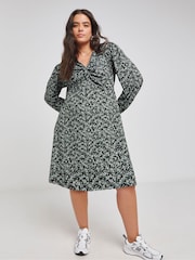 Simply Be Black Supersoft Knot Front Skater Dress - Image 3 of 4