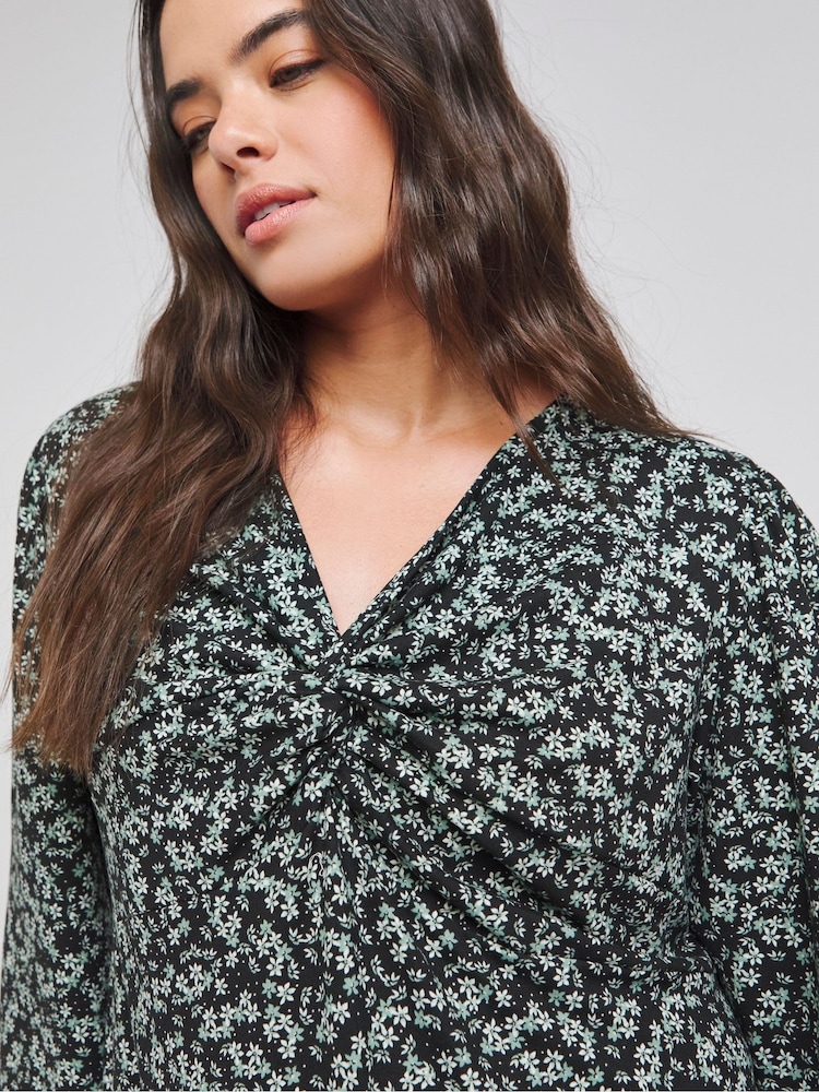 Simply Be Black Supersoft Knot Front Skater Dress - Image 4 of 4