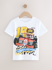 White Racing Car Regular Fit Short Sleeve Graphic 100% Cotton T-Shirt (3-16yrs) - Image 1 of 4