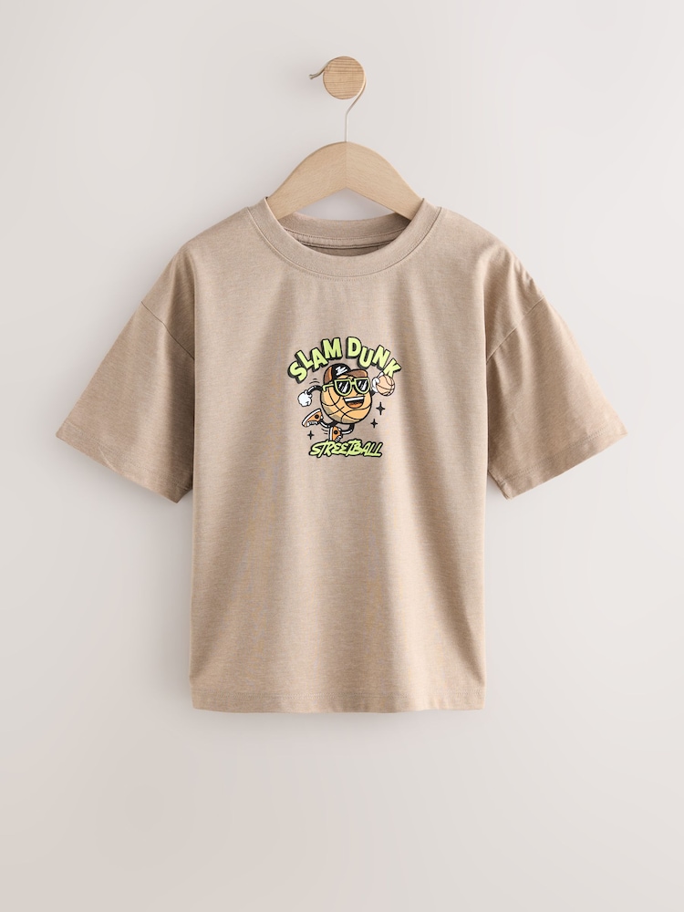 Stone Cartoon Basketball Relaxed Fit Short Sleeve Graphic T-Shirt (3-16yrs) - Image 1 of 3