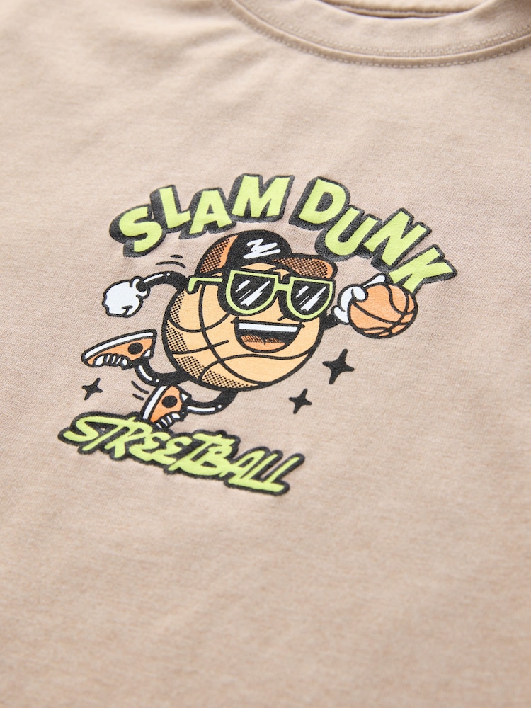 Stone Cartoon Basketball Relaxed Fit Short Sleeve Graphic T-Shirt (3-16yrs) - Image 2 of 3
