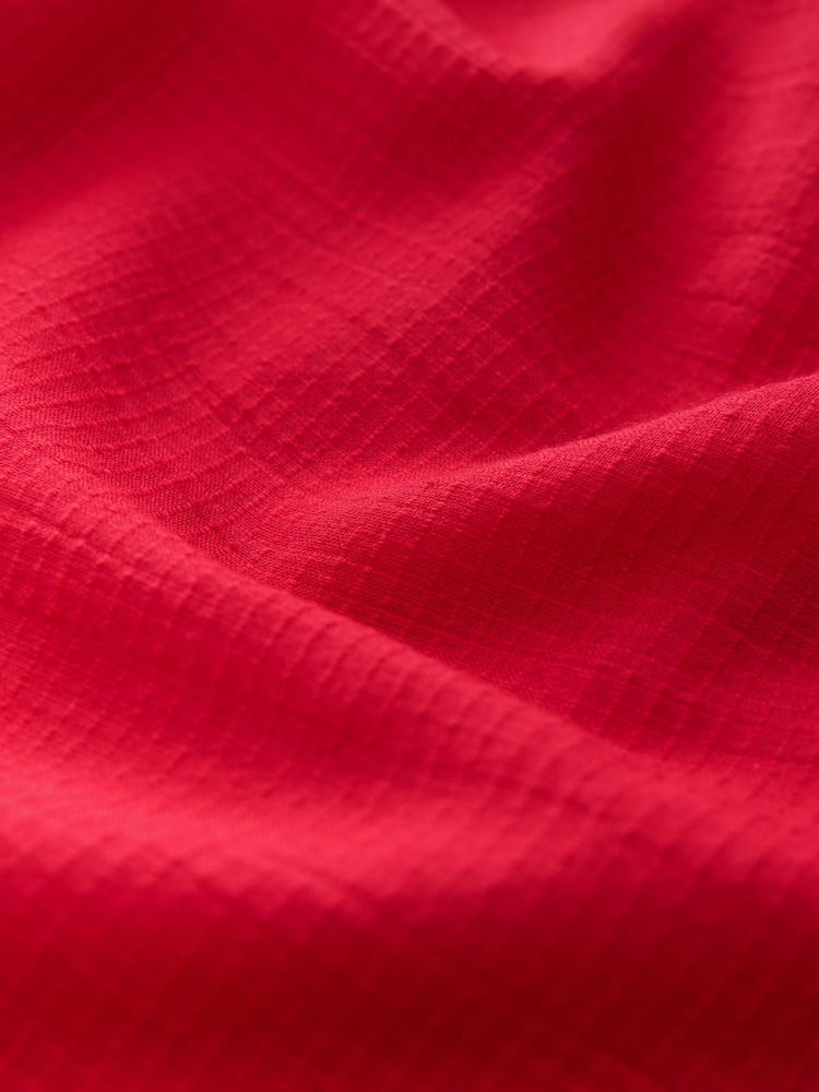 Red Woven Mix V-Neck Embroidered Frill Sleevless Top - Image 2 of 3