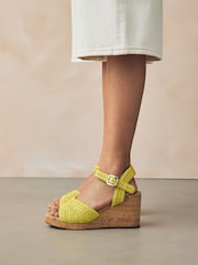 Lime Green Forever Comfort® Round Toe Crochet Cork Wedges - Image 1 of 10