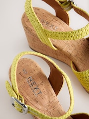 Lime Green Forever Comfort® Round Toe Crochet Cork Wedges - Image 10 of 10
