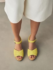 Lime Green Forever Comfort® Round Toe Crochet Cork Wedges - Image 2 of 10
