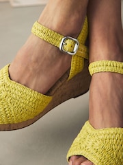 Lime Green Forever Comfort® Round Toe Crochet Cork Wedges - Image 5 of 10