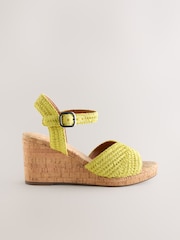 Lime Green Forever Comfort® Round Toe Crochet Cork Wedges - Image 7 of 10