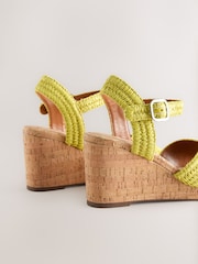 Lime Green Forever Comfort® Round Toe Crochet Cork Wedges - Image 8 of 10
