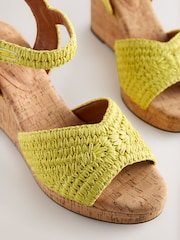 Lime Green Forever Comfort® Round Toe Crochet Cork Wedges - Image 9 of 10