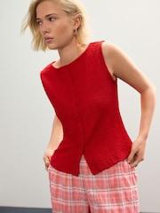 Red Textured Button Through Waistcoat - Image 3 of 5