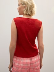 Red Textured Button Through Waistcoat - Image 4 of 5