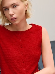 Red Textured Button Through Waistcoat - Image 5 of 5