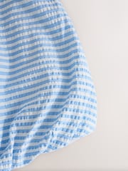 Blue/White Stripe 100% Cotton Sleeveless Bubble Hem Top - Image 7 of 9