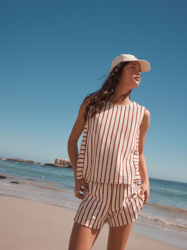 Rojo/crudo - Towelling Striped Tank 100% Cotton Top - Imagen 2 de 8 Rojo/crudo - Towelling Striped Tank 100% Cotton Top - Imagen 2 de 8