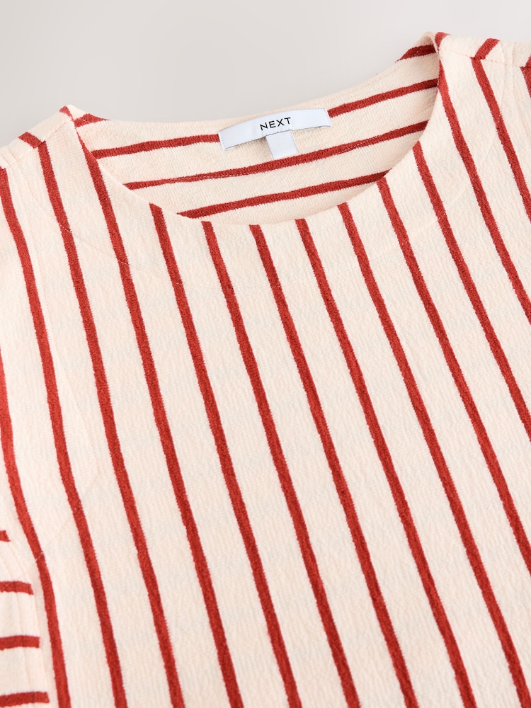Red/Ecru Towelling Striped Tank 100% Cotton Top - Image 8 of 8