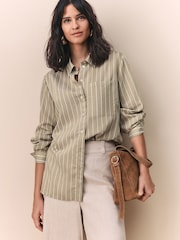 Green/White Stripe Lightweight Button Down Long Sleeve Shirt - Image 1 of 4