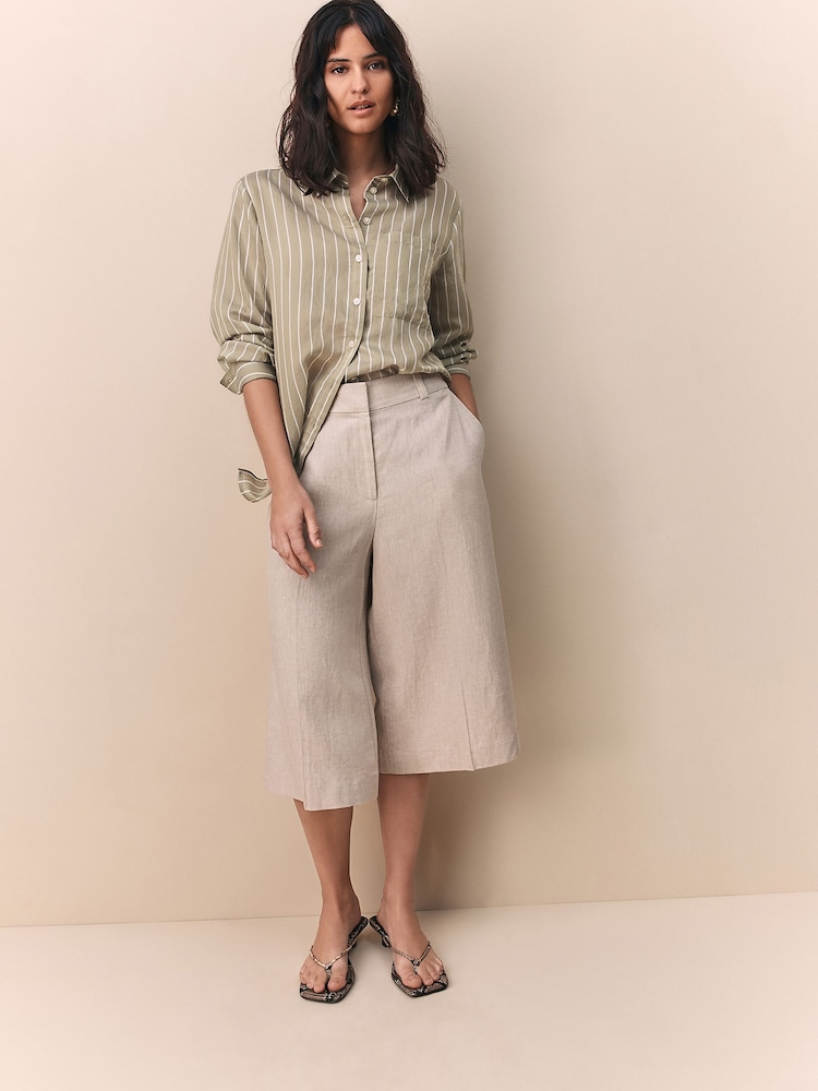 Green/White Stripe Lightweight Button Down Long Sleeve Shirt - Image 4 of 4