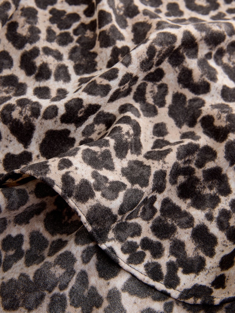 Solid Black and Animal Print Relaxed Fit Short Sleeve Overhead V-Neck Blouses 2 Pack - Image 5 of 5