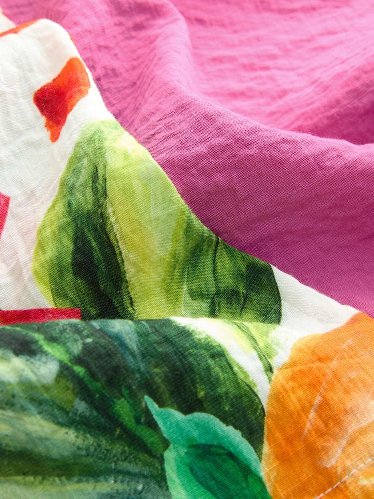 Solid Pink and Multicoloured Fruit Print Textured Fabric Boxy T-Shirts 2 Pack - Image 10 of 12