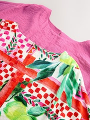 Estampado rosa liso y frutas multicolor - Textured Fabric Boxy T-Shirts 2 Pack - Imagen 11 de 12