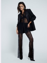 River Island Black Sheer Lace Trousers - Image 2 of 4