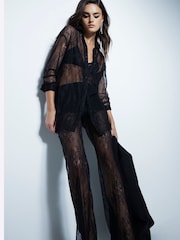 River Island Black Sheer Lace Trousers - Image 3 of 4