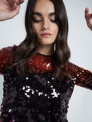 River Island Red Ombre Sequin Top - Image 3 of 6