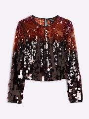 River Island Red Ombre Sequin Top - Image 5 of 6