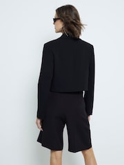 River Island Black Pleated Bermuda Shorts - Image 3 of 6