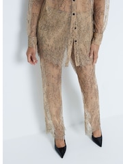 بنطلون شفاف بأجزاء من الدانتيل من River Island - صورة 1 من 6