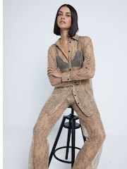 بنطلون شفاف بأجزاء من الدانتيل من River Island - صورة 2 من 6