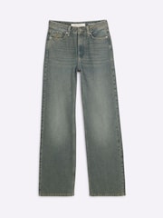 River Island Washed Blue High Rise Relaxed Straight Leg 100% Cotton Jeans - Image 5 of 6