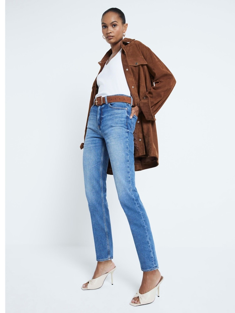 River Island Blue High Waisted Slim Fit Ankle Jeans - Image 1 of 6