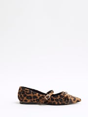 River Island Brown Leopard Bow Mary Jane Shoes - Image 2 of 6