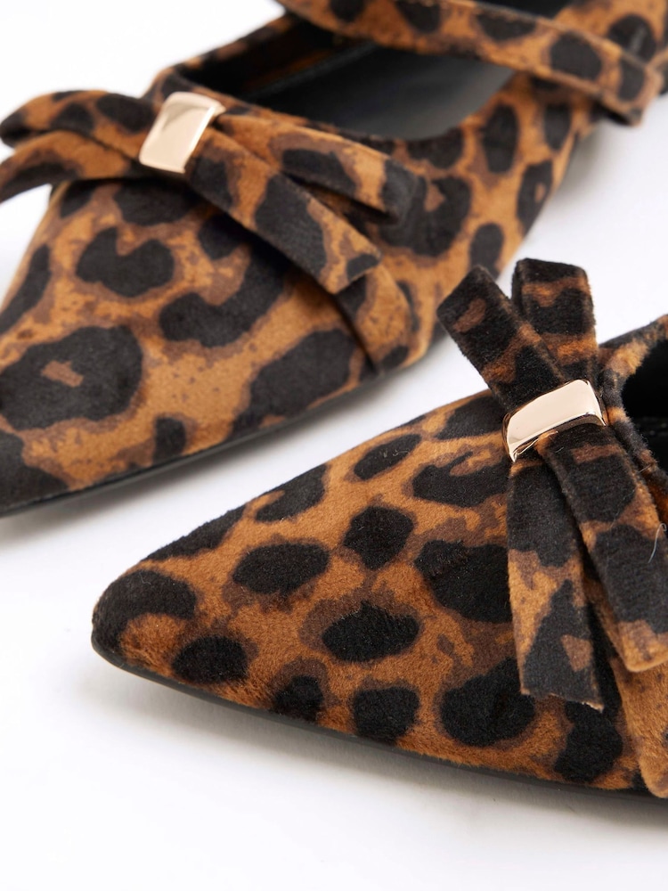 River Island Brown Leopard Bow Mary Jane Shoes - Image 6 of 6