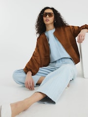 River Island Blue Seamed Barrel Stripe Jeans - Image 3 of 4