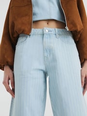 River Island Blue Seamed Barrel Stripe Jeans - Image 4 of 4