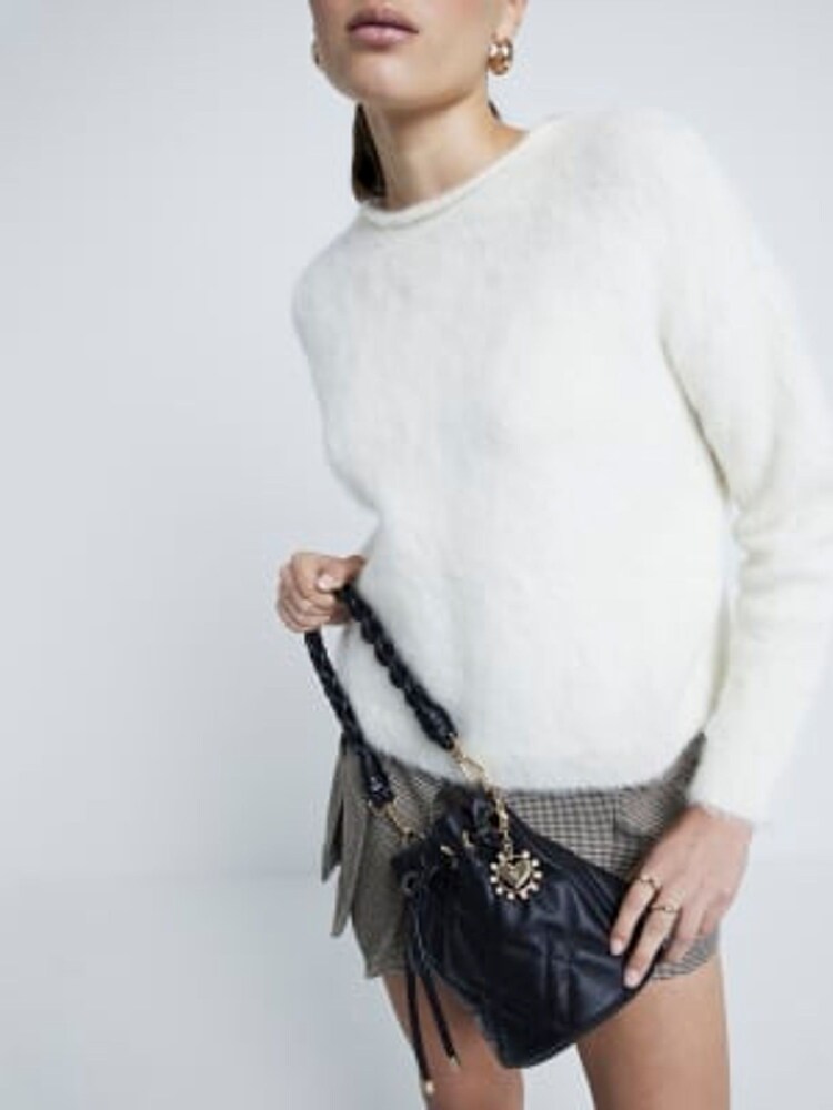 River Island Black Quilted Bucket Bag - Image 1 of 7