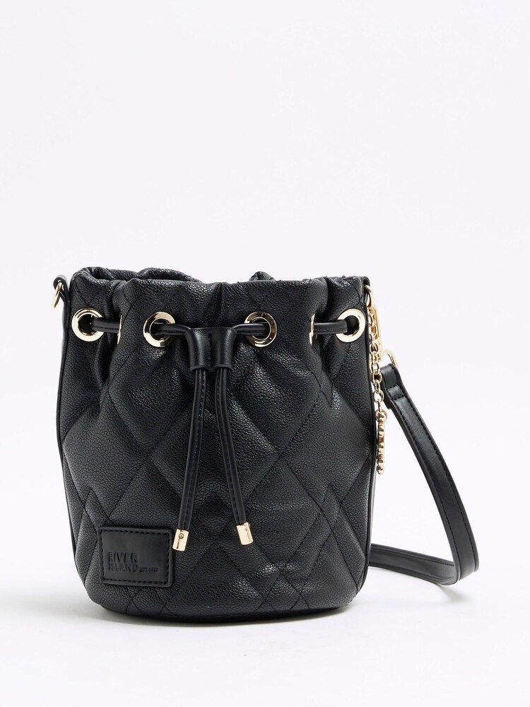 River Island Black Quilted Bucket Bag - Image 2 of 7