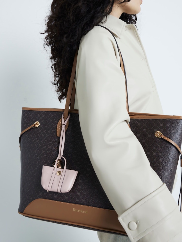 River Island Brown Side Tie Shopper Bag - Image 1 of 6