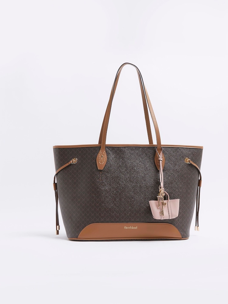 River Island Brown Side Tie Shopper Bag - Image 2 of 6