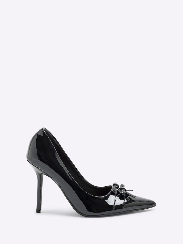 River Island Black Patent Court Shoes - Image 2 of 6 River Island Black Patent Court Shoes - Image 2 of 6