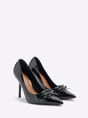 River Island Black Patent Court Shoes - Image 3 of 6