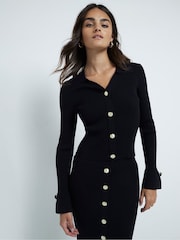River Island Black Button Polo Top - Image 1 of 6