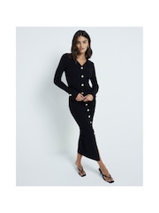 River Island Black Button Polo Top - Image 3 of 6